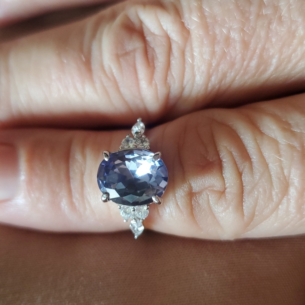 STERLING SWAROVSKI  PURPLE TOURMALINE RING